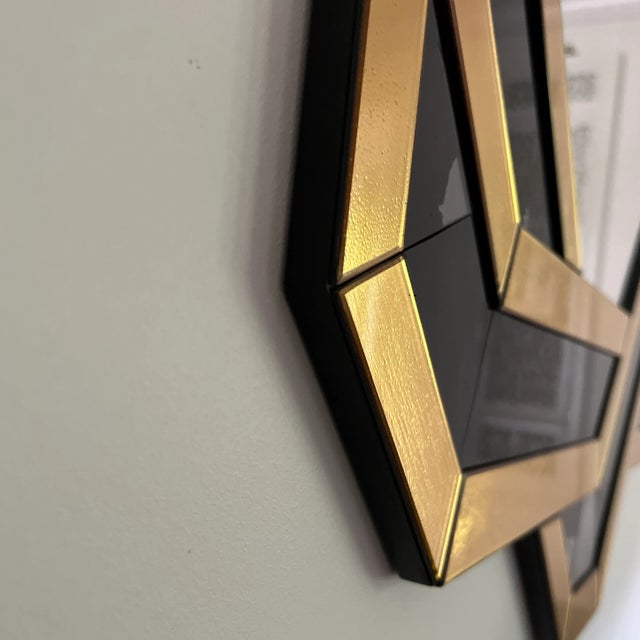 Gold 1990s Glass & Mirror Geometric Mirror For Sale - Image 8 of 9
