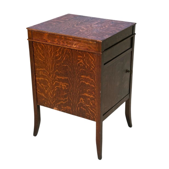 Arts & Crafts Antique Early 20th Century Tiger Oak Phonograph Music Cabinet by Edison For Sale - Image 3 of 10