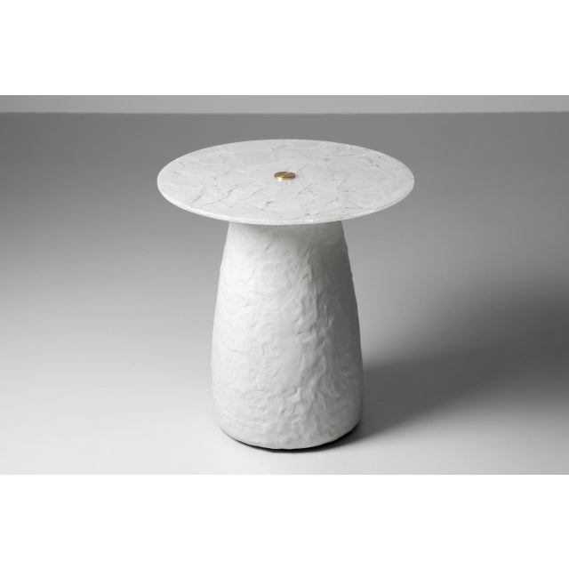 Cream Bolete Side Table in Clay Finish with White Glass Table Top from Aifunghi For Sale - Image 8 of 8