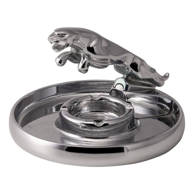 Vintage Chrome Plated Jaguar Dealership Ashtray, 1960 For Sale