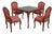 Vintage Leather Top Louis XV Style Carved Table W. 4 Chairs For Sale