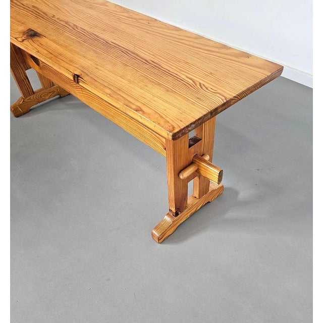 Scandinavian Modern Pinewood Benches and Dining Table, 1970s, Set of 3 For Sale - Image 9 of 18
