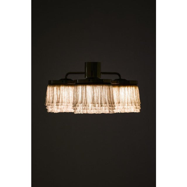 Vintage Ceiling Lamps in Brass and Silk by Hans-Agne Jakobsson, 1960s, Set of 2 For Sale - Image 3 of 7