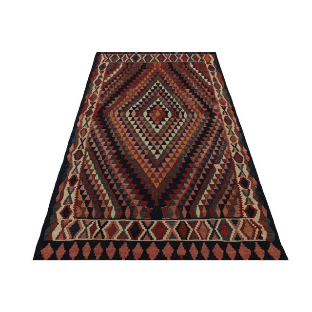 Tribal 1950s Vintage Afghan Tribal Kilim With Colorful Geometric Patterns For Sale - Image 3 of 7