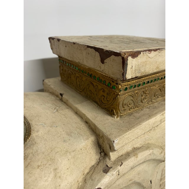 Shabby Chic Late 19th Century Heavily Distressed Carved Wooden Elephant Plant Stand For Sale - Image 3 of 8