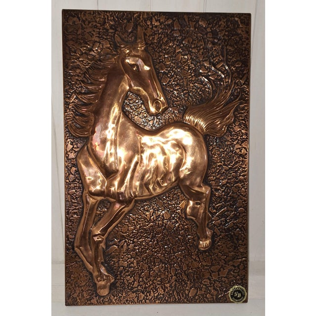 1970s Vintage Handmade Copper Wall Relief with Horse by Bauer, 1970s For Sale - Image 5 of 5