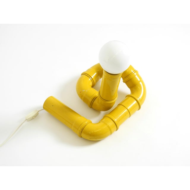 Mid-Century Modern Pop Art Yellow Table Lamp with Plastic Tubing by Wavin, 1970s For Sale - Image 3 of 18