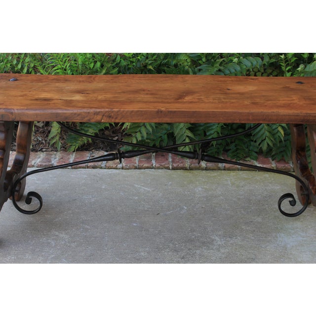 Antique Spanish Colonial Oak Iron Catalan Style Coffee Table