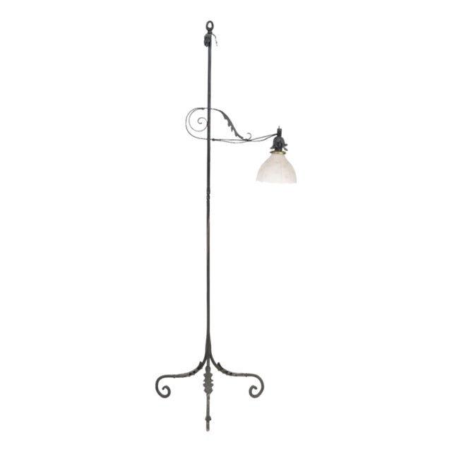 1930s Art Deco Starburst Cut Glass Shade Floor Lamp For Sale