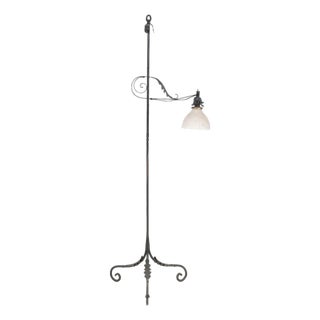 Art Deco Starburst Cut Glass Shade Floor Lamp For Sale