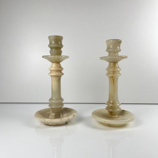 1960s Alabaster Candlesticks, 1960s, Set of 2 For Sale - Image 5 of 13