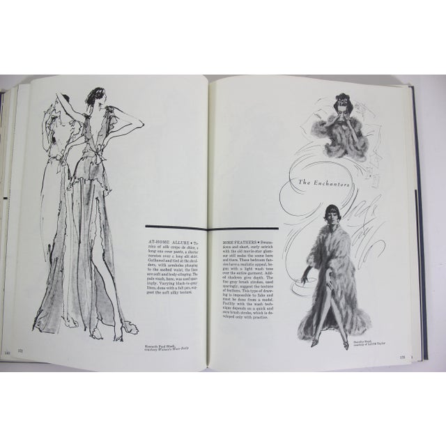 1970s 1977 Illustrating Fashion Blue Linen Hard Cover Book For Sale - Image 5 of 12