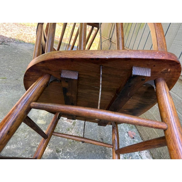 Brown Pair of Arts and Crafts Firehouse Oak Windsor Pub Chairs For Sale - Image 8 of 17