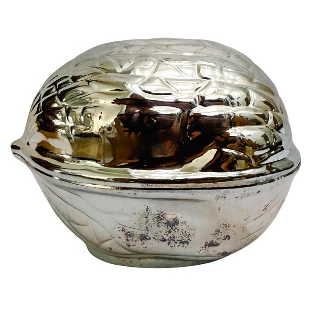 F.B. Rogers Silver Co. Mid-Century Silver-Plated Trompe L’Oeil Walnut Box With Gold Plated Interior For Sale - Image 4 of 9