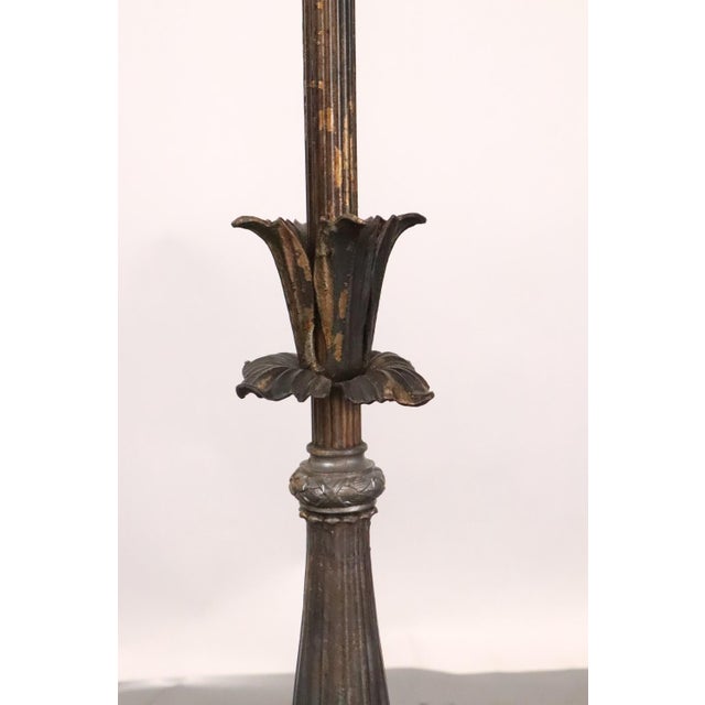 Pair of Bronze Electrified Standing Menorah Candelabras For Sale - Image 9 of 13