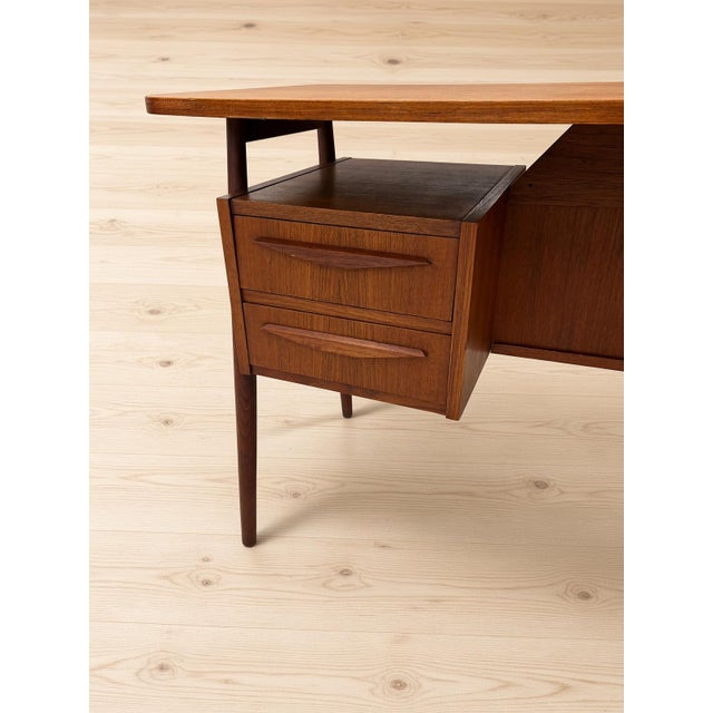 Brown Danish Petite Teak Desk by Gunnar Nielsen for Tibergaard, 1960s For Sale - Image 8 of 13