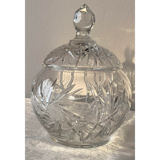 Mid 20th Century Crystal Hand Cut German Covered Punch Bowl With 10 Crystal Cups Excellent Condition For Sale - Image 12 of 12