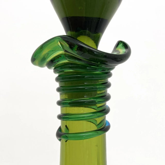 Vintage Blenko Decanter, by Joel Philip Myers, Circa 1968, Olive Green For Sale - Image 9 of 11