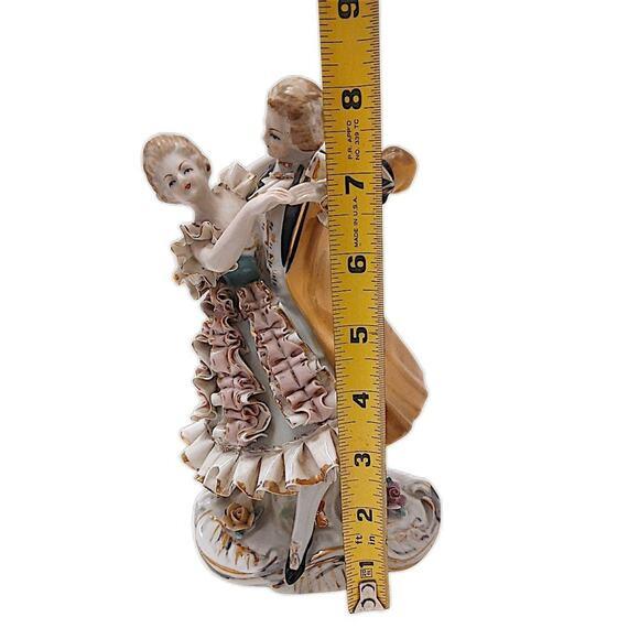 Ceramic Antique German Amorous Dancing Couple Porcelain Figurine Waltz Beethovan Ca 1890 For Sale - Image 7 of 10