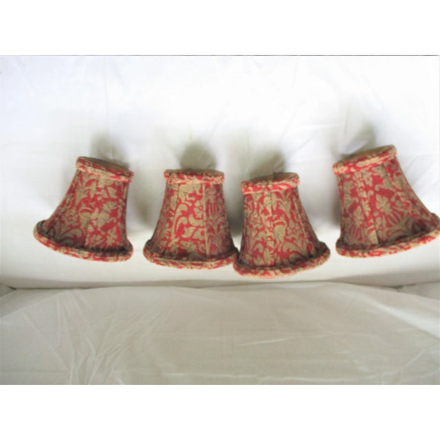 1990s Vintage 1990s Red & Gold With Lion Design Chandelier Lamp Shades - Set of 4 For Sale - Image 5 of 9
