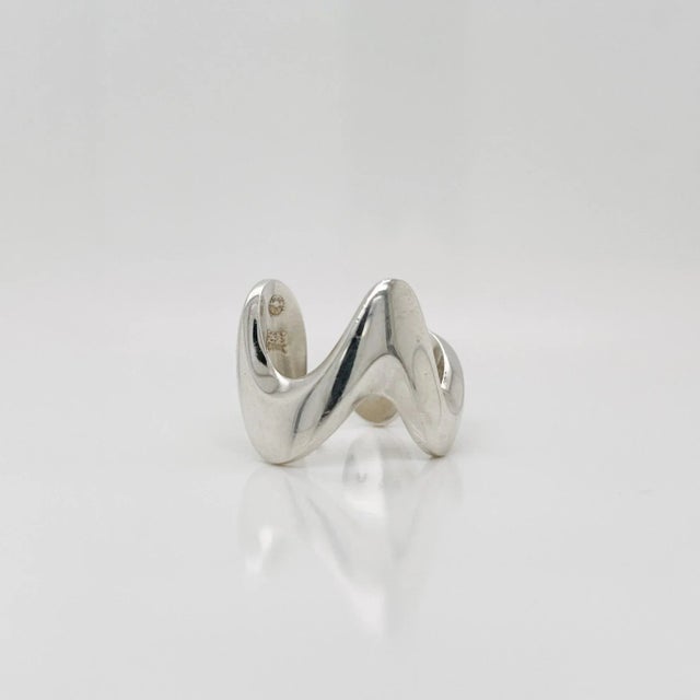 Modern Vintage Modernist Georg Jensen Sterling Silver Ring Model No. A 77 C by Ole Ishøj Size 5.5 For Sale - Image 3 of 10
