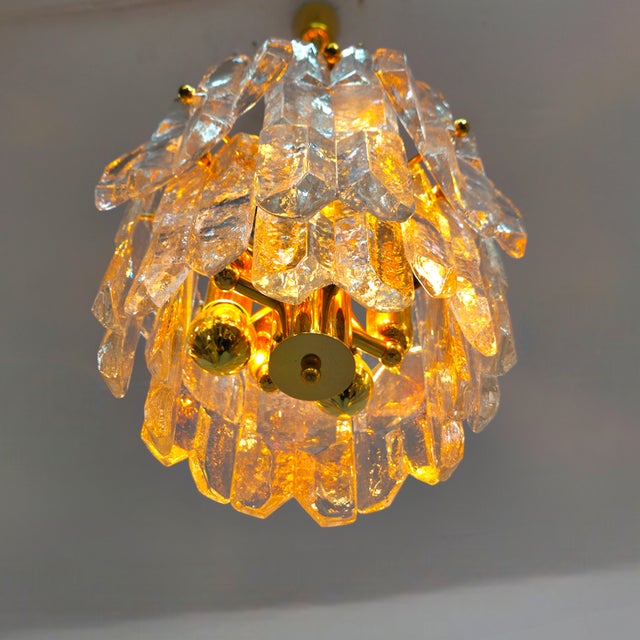 Gold Small Palazzo Series Chandelier in Brass and Glass by J.T. Kalmar for Kalmar Franken KG, 1970s For Sale - Image 8 of 13