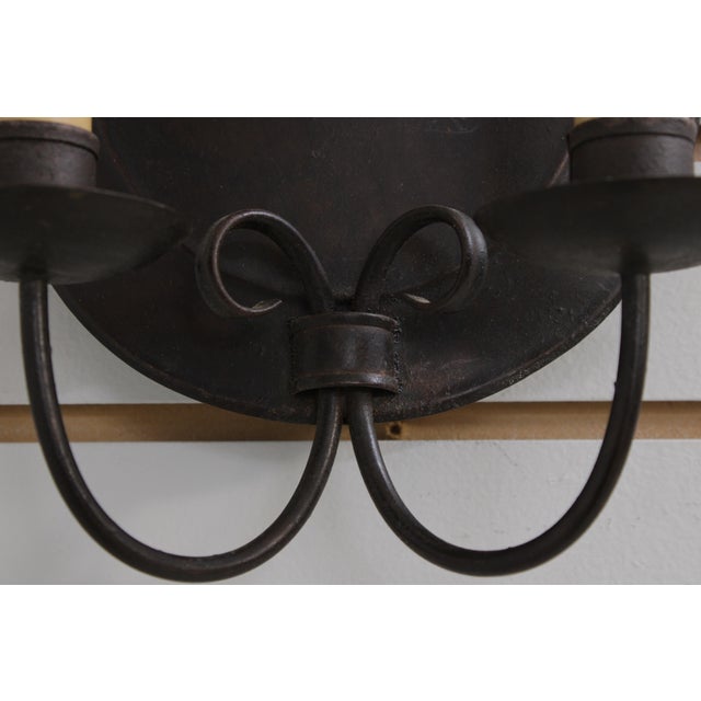Metal 1990s Oval Metal Flemish Double Arm Sconces - a Pair For Sale - Image 7 of 11