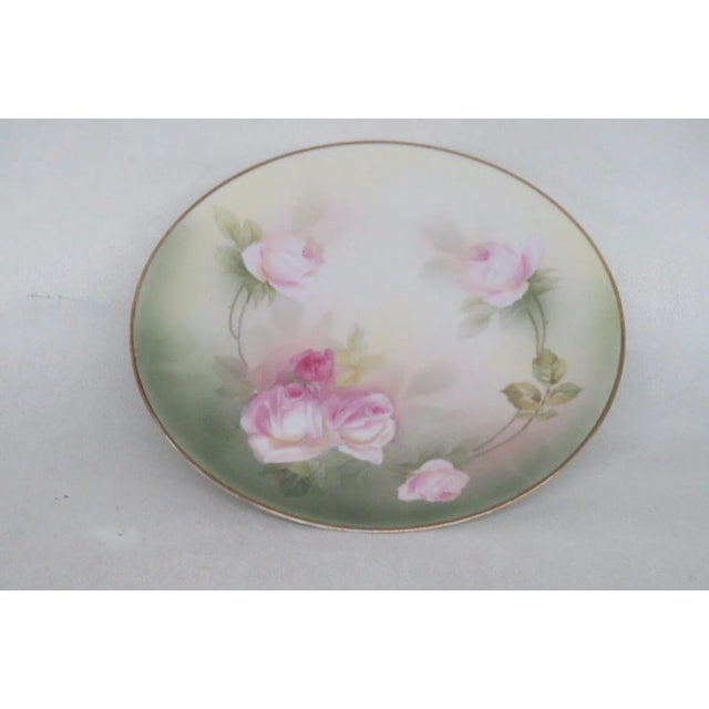 Rs Germany Porcelain Pink Roses Floral Green Decorative Plate For Sale - Image 11 of 13