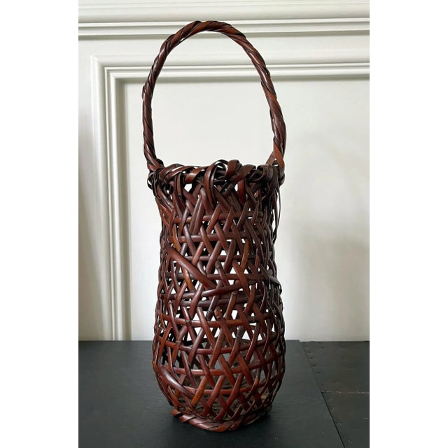 Wood Japanese Suzuki Gengensai Bamboo Ikebana Basket For Sale - Image 7 of 13