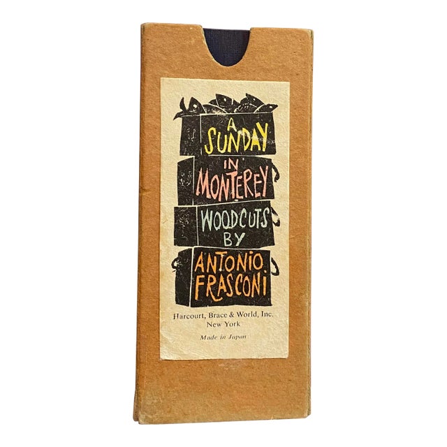 A Sunday in Monterey First Edition Woodcuts by Fransconi Pier Sailboats, Fishermen MCM For Sale