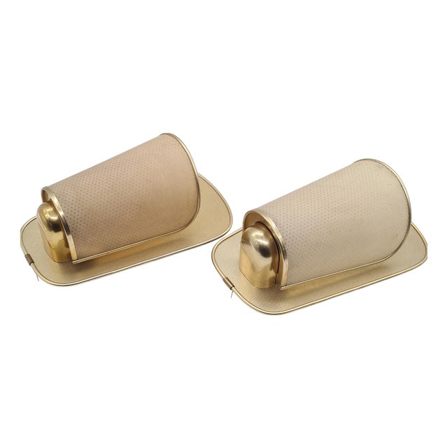 No. 430 Wall Lamps in Golden Metal and Plastic from Erco Leuchten, Germany, 1960s, Set of 2 For Sale