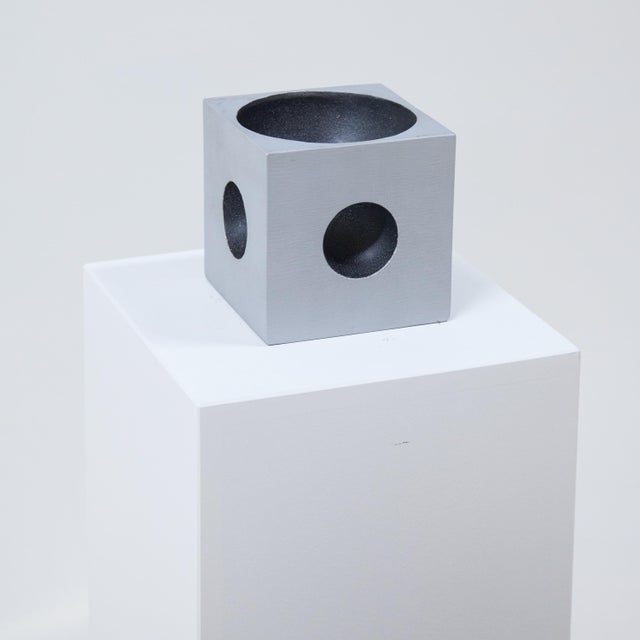 Silver 1970s Modernist Cube Sculpture by Artist Lorenzo Burchiellaro For Sale - Image 8 of 10