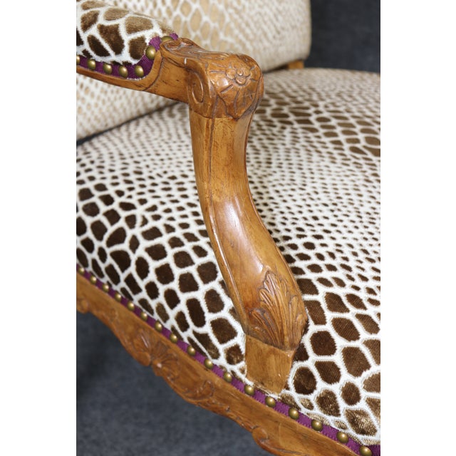 Louis XV Style Cheetah Print Upholstered Arm Chair For Sale - Image 11 of 11