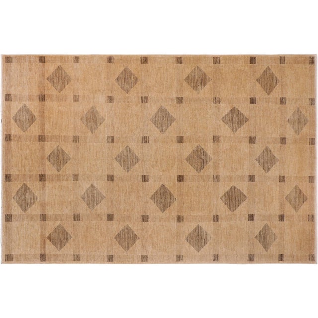 Shabby Chic Gabbeh Tan/Green Wool Rug - 9'8'' X 14'4'' For Sale - Image 9 of 10