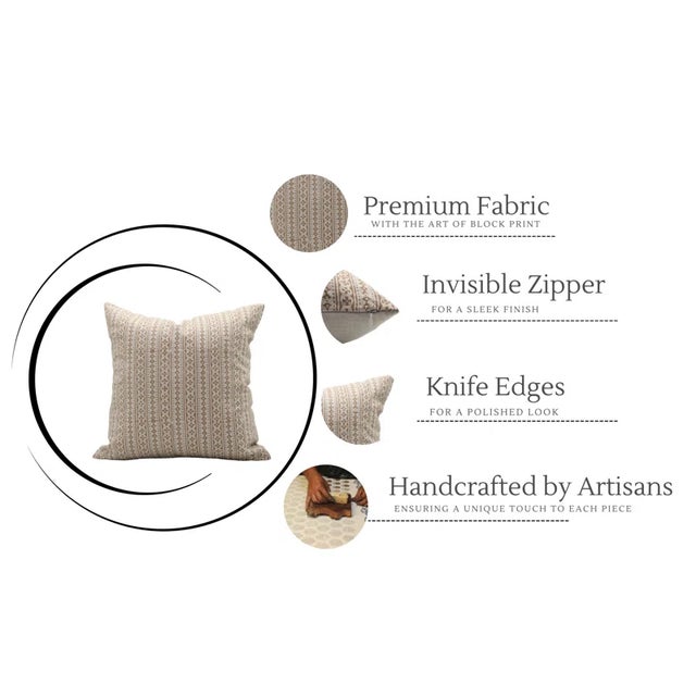 Not Yet Made - Made To Order Fabdivine Handcrafted Block Print Cushion Cover 14x36 Inch - Doji For Sale - Image 5 of 5