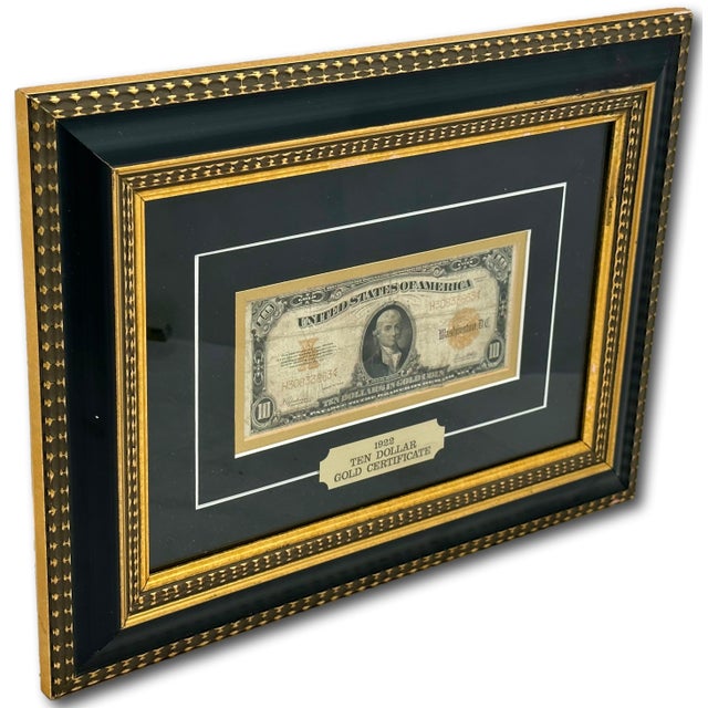 Wood Authentic Beautifully Museum Framed 1922 United States Currency $10 Dollar Bill - Gold Certificate For Sale - Image 7 of 17