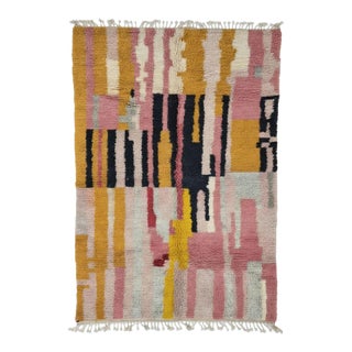 Striped Handwoven Berber Wool Rug - For Sale