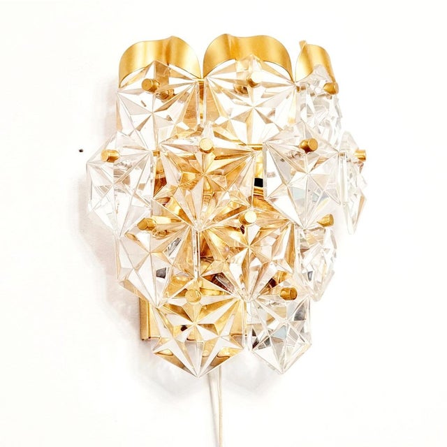 Stunning and luxurious faceted crystal wall light from premium lighting manufacturer kinkeldey (germany, 1960s/1970s). 12...