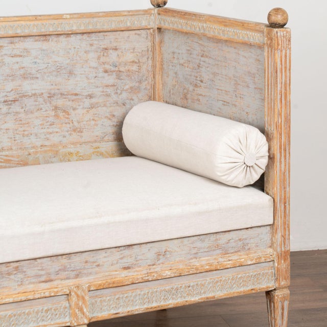 Gray Early 19th Century Swedish Gustavian Gray Painted Bench Settee For Sale - Image 8 of 13
