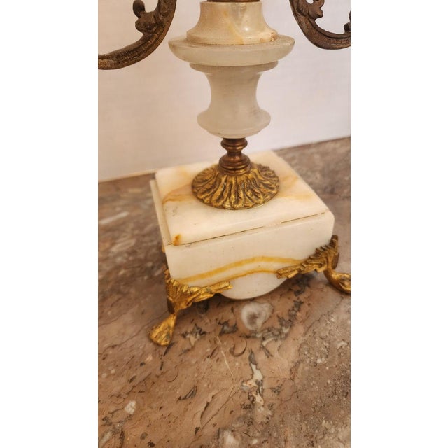 Pair of Early 20th Century Gilt Bronze Candelabra With Marble Base For Sale In Dallas - Image 6 of 9