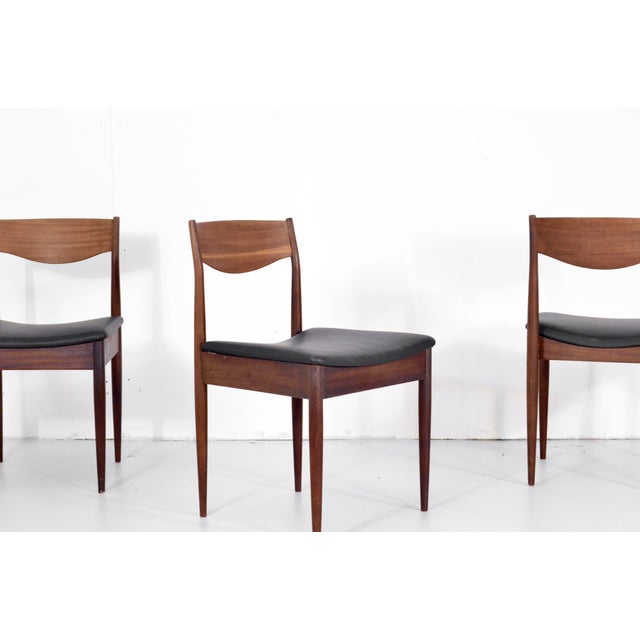 Black Mid-Century Modern Teak and Leatherette Dining Chairs, 1960s, Set of 4 For Sale - Image 8 of 11