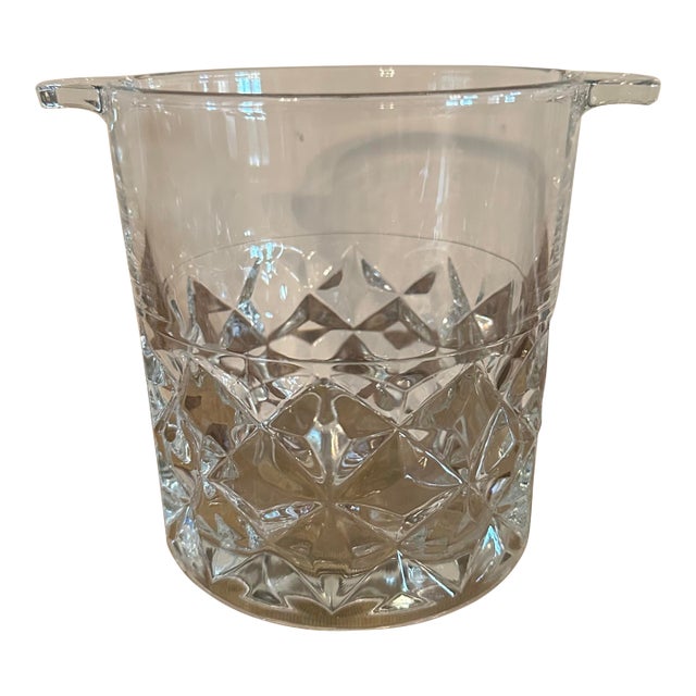 Mid 20th Century Traditional Cut Glass Ice Bucket With Handles For Sale