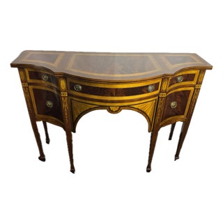 Vintage Federal Hepplewhite Style Mahogany & Satinwood Inlaid Sideboard For Sale