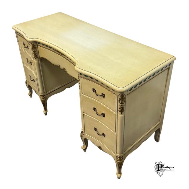 Shabby Chic Vintage Drexel French Shabby Chic Style Vanity & Chair For Sale - Image 3 of 12