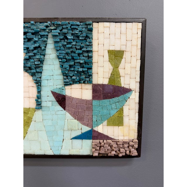Sculpture Materials June E. Johnson Signed Mid-Century Abstract Mosaic Wall Panel, 1962 Mid Century For Sale - Image 7 of 8