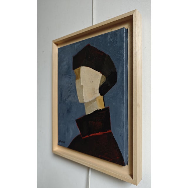 Contemporary Ambiguë, Contemporary Geometric Portrait Oil Painting, Framed by Sophie Dumont For Sale - Image 3 of 8
