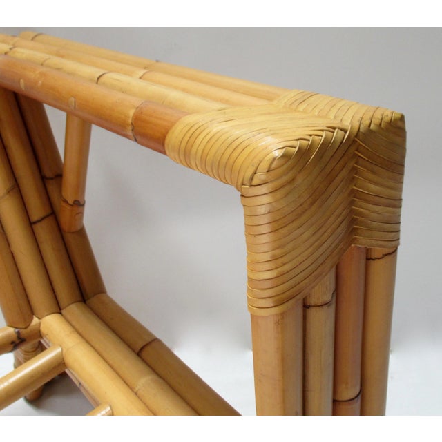 C.1990''s David Sutherland "Makassar" Collection Leather-Strapped Bamboo Rattan Chaise For Sale - Image 10 of 13