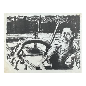 Richard Snyder Lithograph of Printer and Their Studio