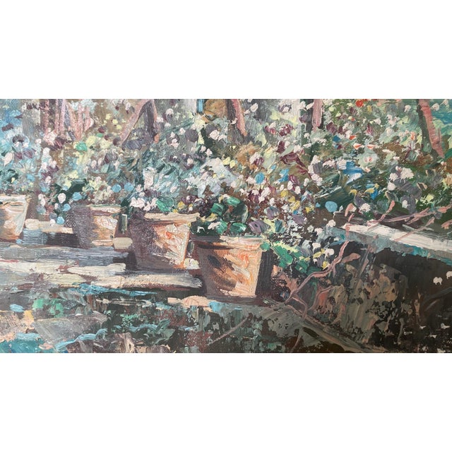 Mid 20th Century Vintage Italian Riviera Oil Painting, Mediterranean Seascape, Gold Frame, 36x48 For Sale - Image 5 of 11