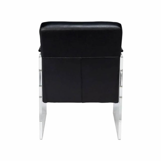 2020s Modern Black Leather and Lucite Armchair For Sale - Image 5 of 9